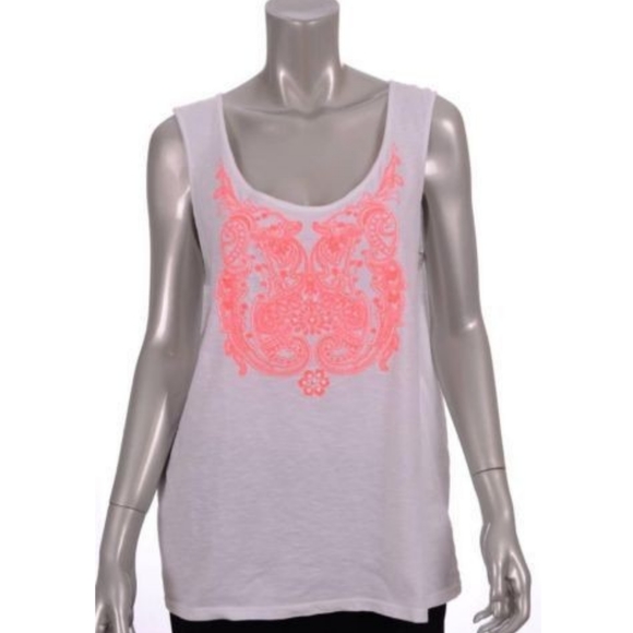 Style & Co. Tops - Style & Co White Coral Embroidered Tank Top 1X